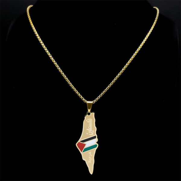 Palestine Israel Map Pendant Necklaces For Men Women Stainless Steel Gold Color Palestinians Ethnic Map Jewelry Gifts - Image 2