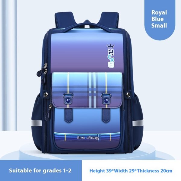 Plaid Schoolbag Grade Spine Protection Student Backpack - Image 6