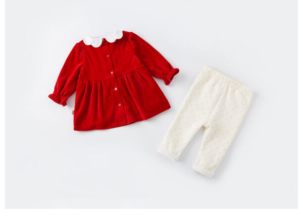 Children's Suit Baby Girl Western Style Two-piece Plus Velvet Clothes - Image 6