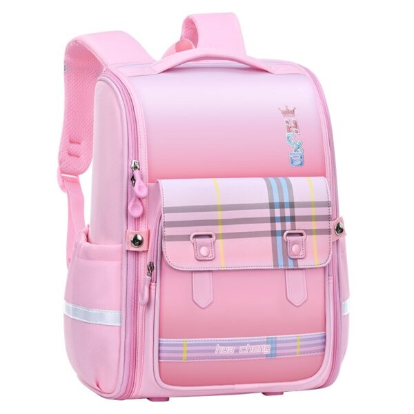 Plaid Schoolbag Grade Spine Protection Student Backpack - Image 7