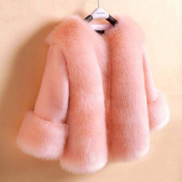 Girls' New Fox Fur Thickened Cotton Coat - Image 4