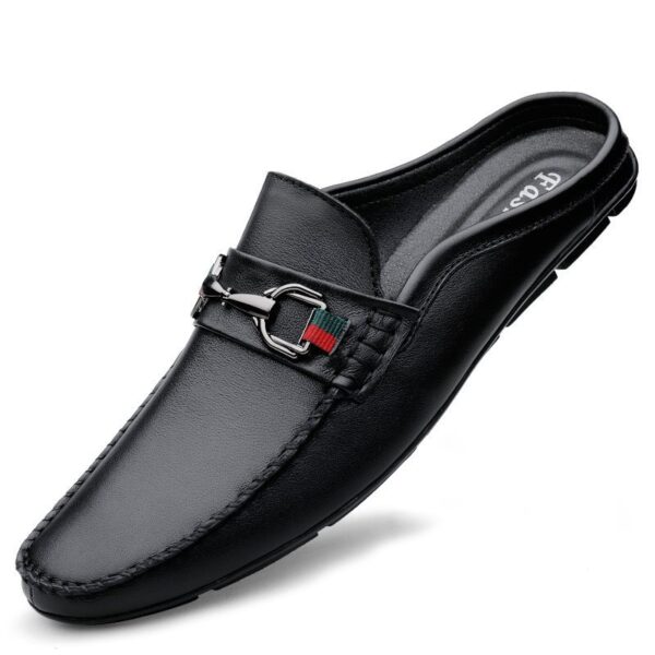 Men's Half-slippers Lazy Slip-on Leather Casual Shoes For Men - Image 4