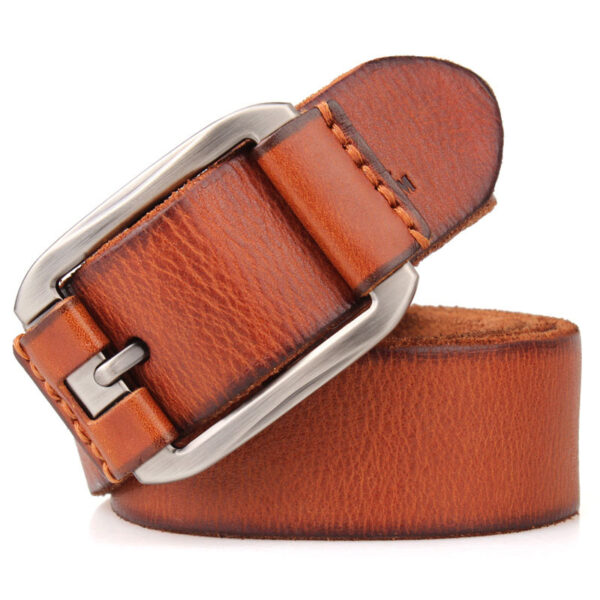 One Layer Single First Cowhide Men's Leather Belt Casual Pidai Pin Buckle - Image 4