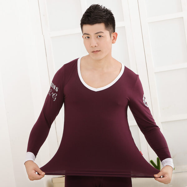 Men's tights Modal basic round neck thermal underwear set - Image 3