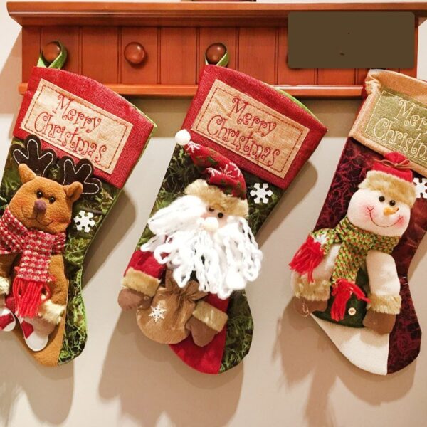 Christmas Stocking Socks Snowman Santa Elk Xmas Fireplace Xmas Tree Ornaments New Year Candy Bag Gift Christmas Decor - Image 6