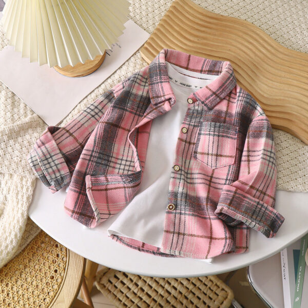 Children's Retro Color Matching Cardigan New Polo Collar Jacket - Image 10