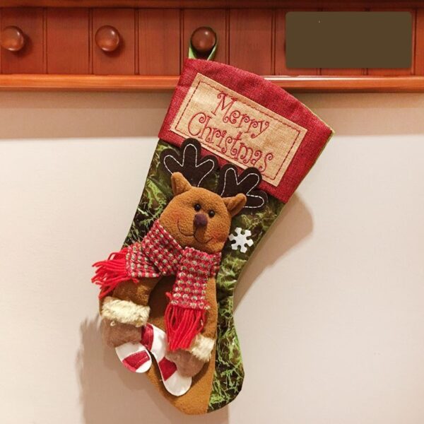 Christmas Stocking Socks Snowman Santa Elk Xmas Fireplace Xmas Tree Ornaments New Year Candy Bag Gift Christmas Decor - Image 8