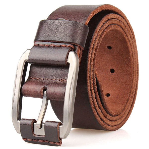 One Layer Single First Cowhide Men's Leather Belt Casual Pidai Pin Buckle - Image 5