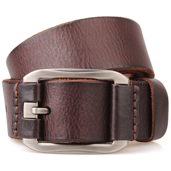 One Layer Single First Cowhide Men's Leather Belt Casual Pidai Pin Buckle - Image 2