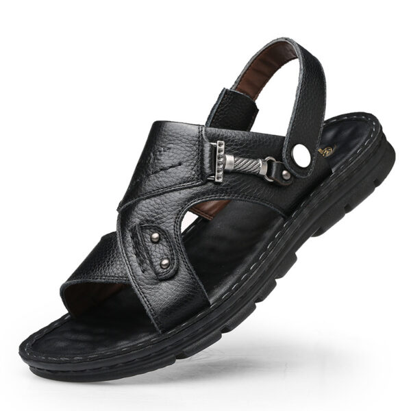 Large Size Sandals Men'S Leather Breathable Soft Leather Soft Sole Thick Bottom 37 Yards 45 Yards 46 Yards 47 Yards Beach Shoes Men - Image 5