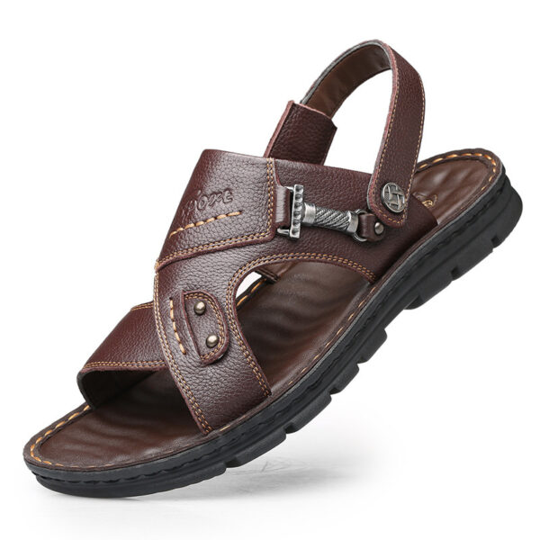 Large Size Sandals Men'S Leather Breathable Soft Leather Soft Sole Thick Bottom 37 Yards 45 Yards 46 Yards 47 Yards Beach Shoes Men - Image 3