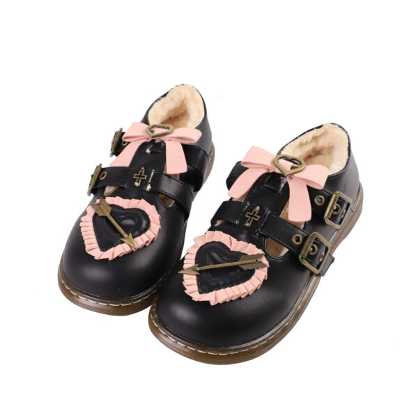 Original Sniper Sweetheart Plus Velvet Retro Bow Round Toe Shoes Japanese Lolita Shoes - Image 3