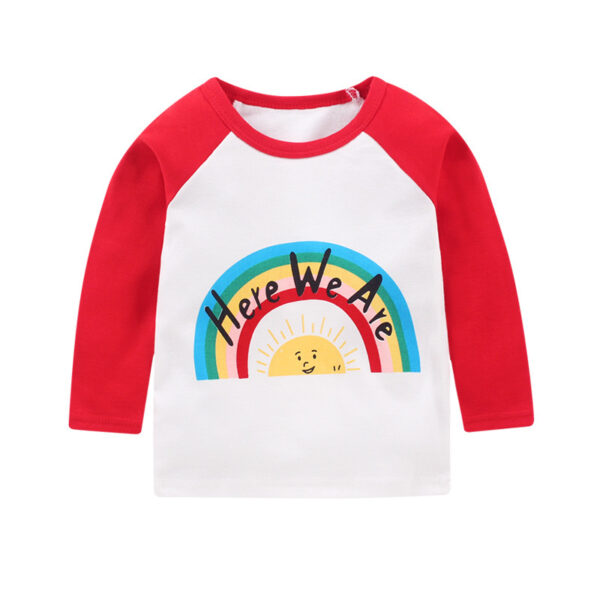 Children's Long Sleeve Casual Cartoon Round Neck Raglan Sleeves Top - Image 5