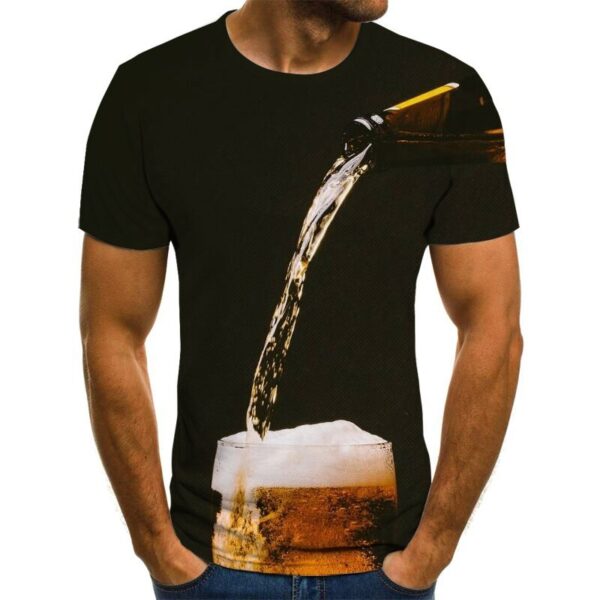 Cold Beer 3D Color Printing Men's Short-sleeved T-shirt