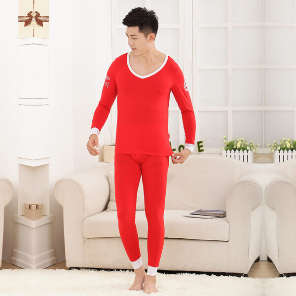 Men's tights Modal basic round neck thermal underwear set - Image 9