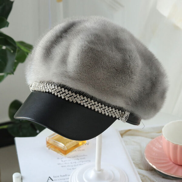 Women's Winter Mink Fur Fashion All-matching Beret - Image 5