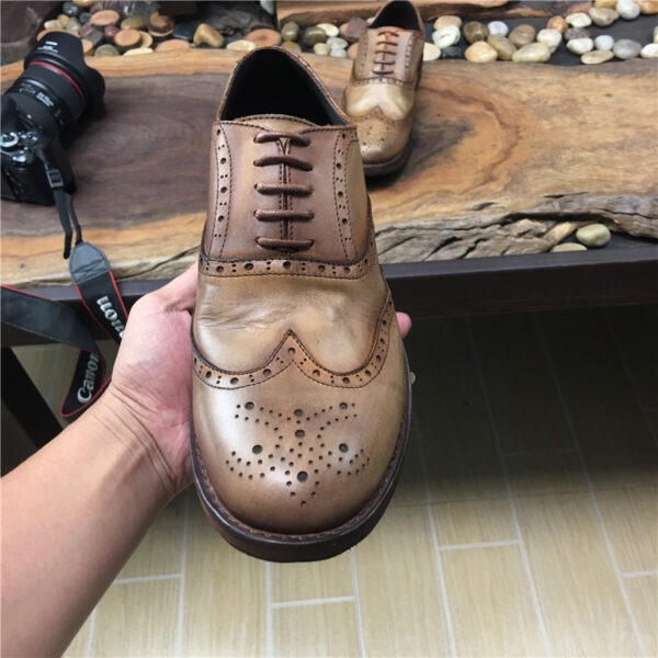 Men's Vintage Engraved Handmade Distressed Leather Shoes - Image 4