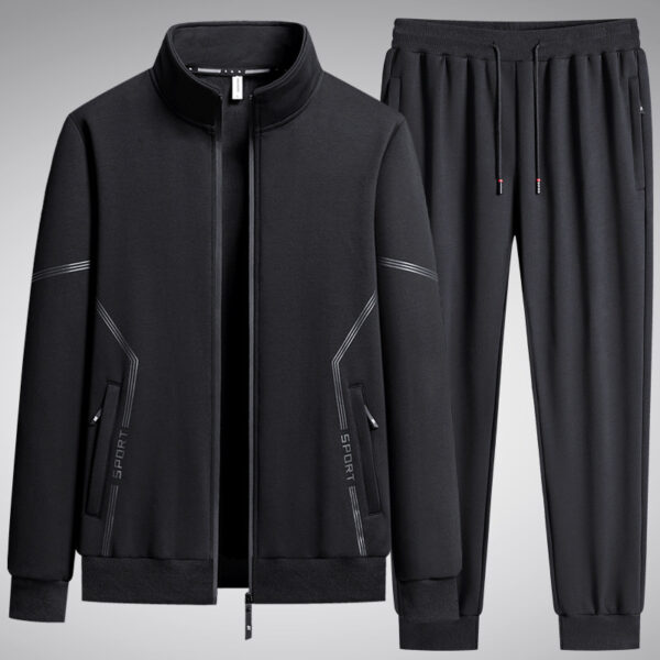 Two-piece Set Fleece-lined Thickened New Stand Collar Men's Leisure Sports Suit - Image 7