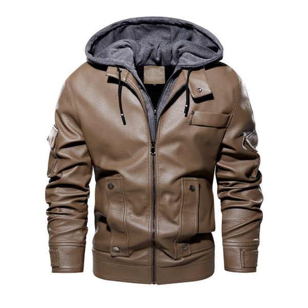 Men's US Size Leather Coat Fashionable Warm - Image 4