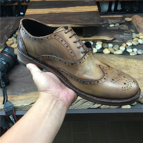 Men's Vintage Engraved Handmade Distressed Leather Shoes - Image 3