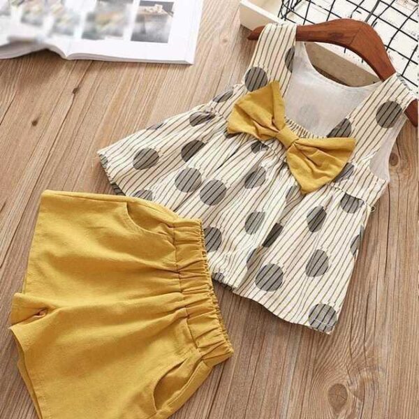 Summer Children Clothes Big Bow T-Shirt Shorts Clothing Set - Image 6