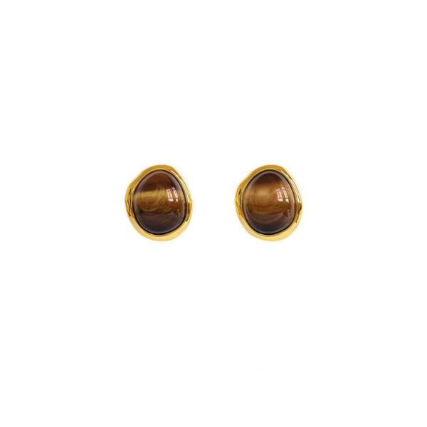 White Jade Tigereye Chinese Style Fashion Special-interest Design Ear Studs - Image 9