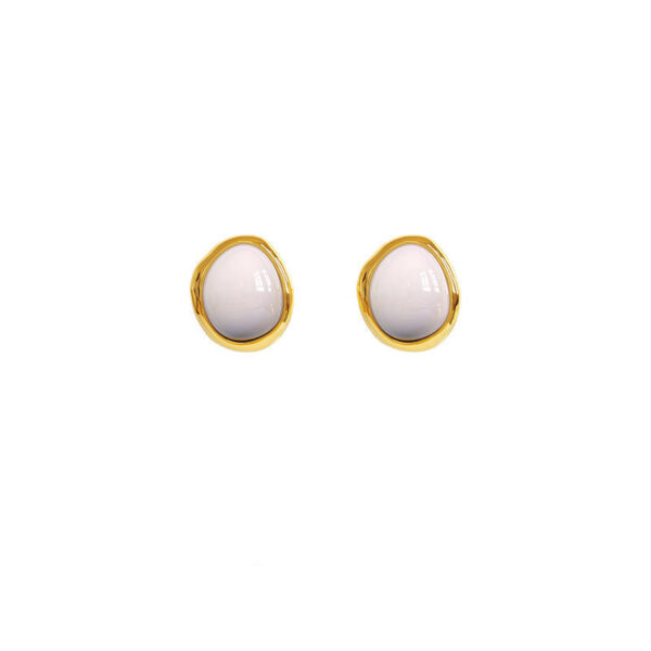 White Jade Tigereye Chinese Style Fashion Special-interest Design Ear Studs - Image 8