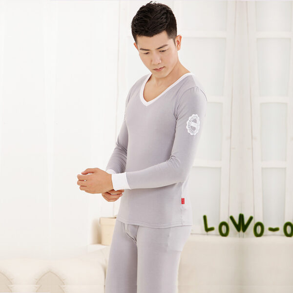 Men's tights Modal basic round neck thermal underwear set - Image 2