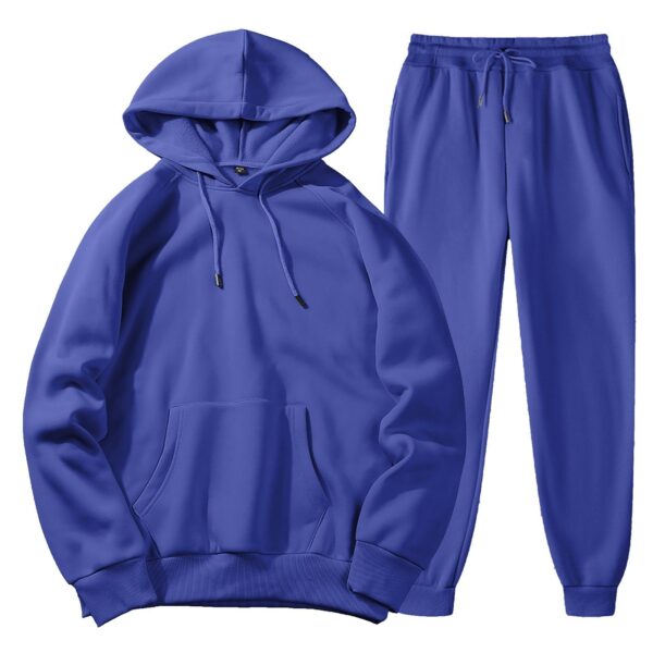 Men's Spring, Autumn And Winter Sports Casual Solid Color Coat Sweatshirt Trousers Suit - Image 3