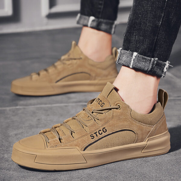 Summer New Leather Breathable Sneakers Men's Fashion - Image 4