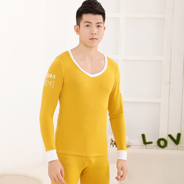 Men's tights Modal basic round neck thermal underwear set - Image 7