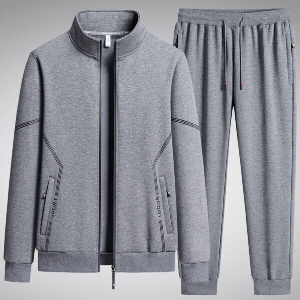 Two-piece Set Fleece-lined Thickened New Stand Collar Men's Leisure Sports Suit - Image 5