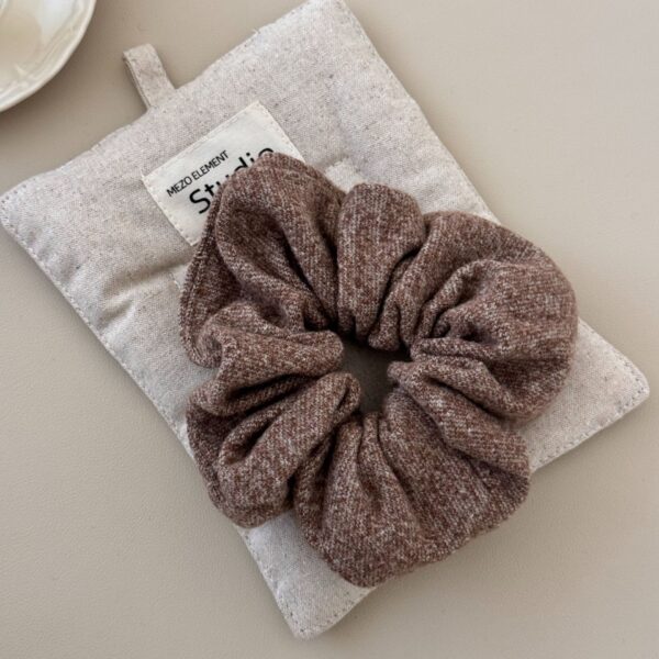 High Sense Oat Gray Texture Woolen Large Intestine Hair Ring - Image 4