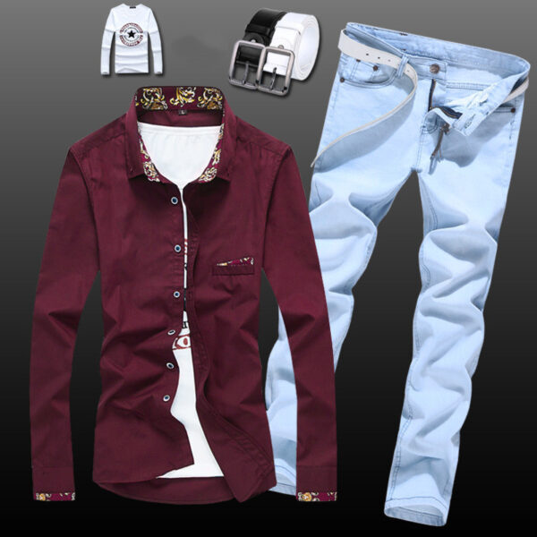 New Style Men's Shirt Slim Suit Jeans Handsome - Image 7