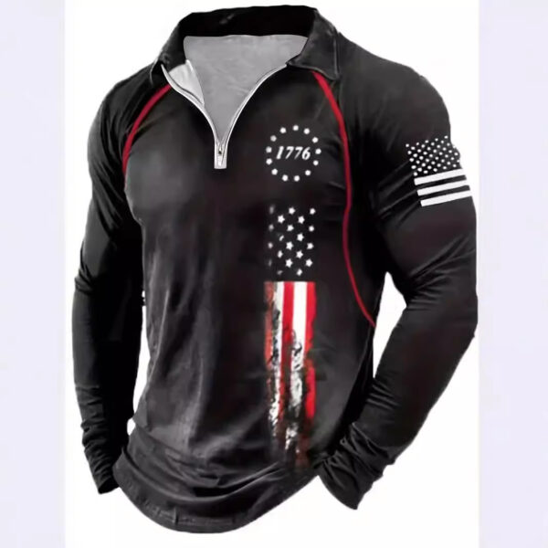 Long-sleeve Zipper Men's Sports Polo Shirt - Image 5