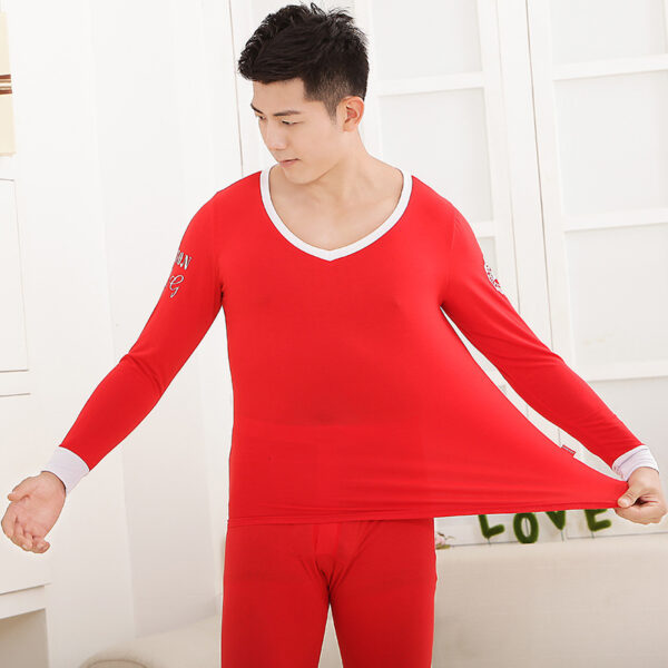 Men's tights Modal basic round neck thermal underwear set - Image 8