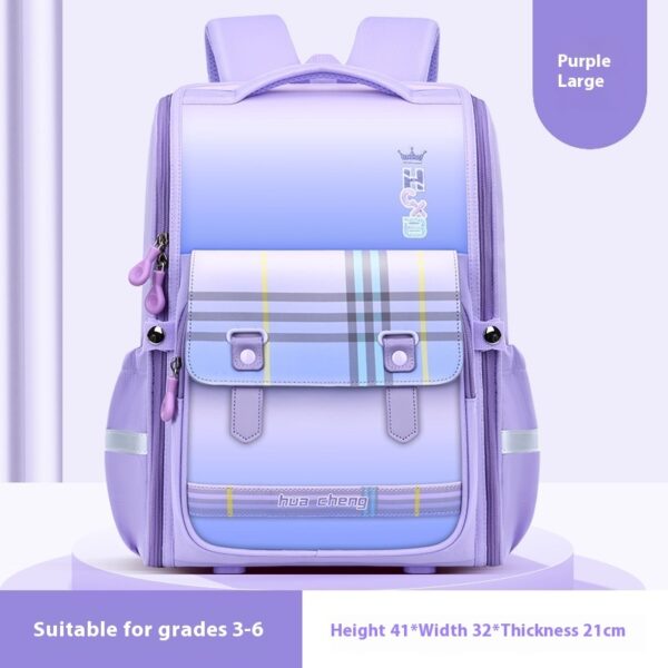 Plaid Schoolbag Grade Spine Protection Student Backpack - Image 9