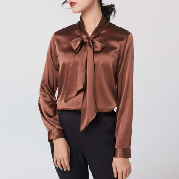 Women's Long Sleeve  Silk Silk Shirt - Image 6