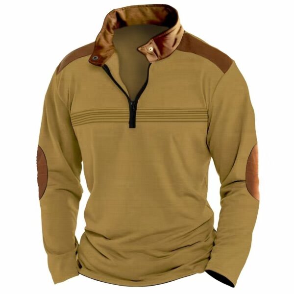 Men's Stitching Polo Shirt Long-sleeve Zipper Sports - Image 3