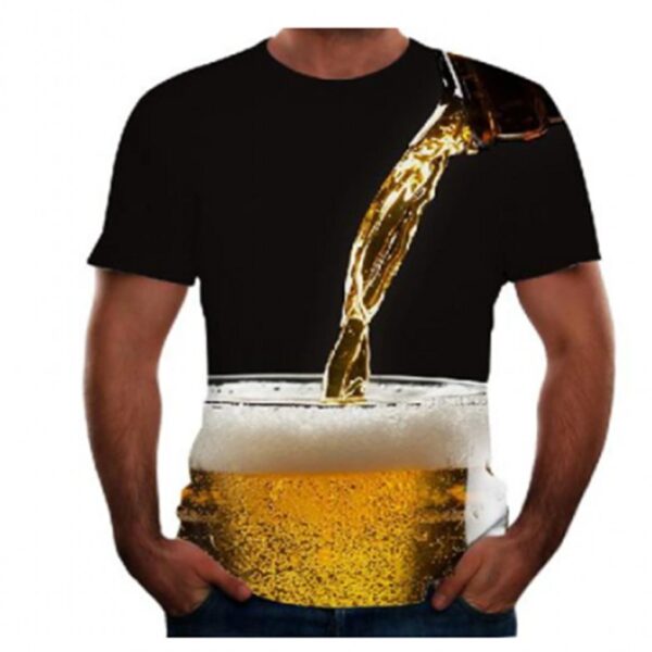 Cold Beer 3D Color Printing Men's Short-sleeved T-shirt - Image 5