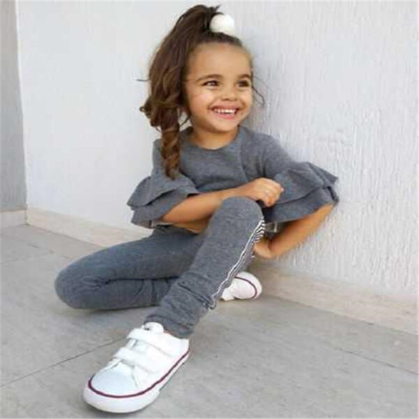 Autumn Kids Baby Girls t shirt Pants Outfits girl Clothes 2P - Image 2