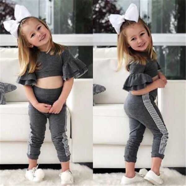 Autumn Kids Baby Girls t shirt Pants Outfits girl Clothes 2P - Image 5