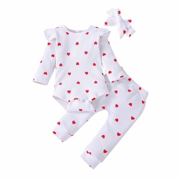 Baby Girl Love Printed Bow Hat Clothes - Image 3