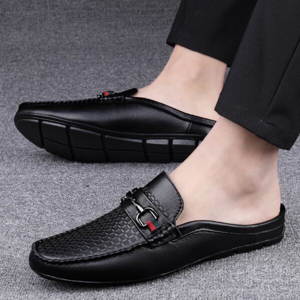 Men's Half-slippers Lazy Slip-on Leather Casual Shoes For Men - Image 3