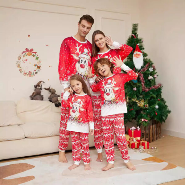 Cartoon Deer Snowflake Cute Random Printing Family Dress - Image 5