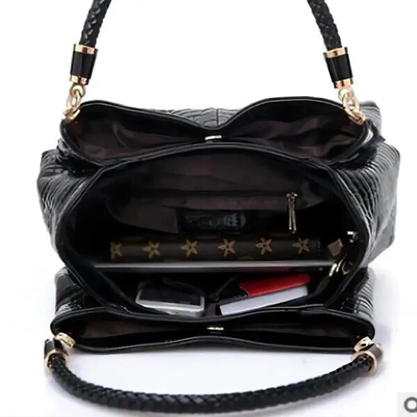 Women's Bag Large Capacity Tote Daily Commute Women's Shoulder Bag Crocodile Print Bright Face Handbag Shopping - Image 4