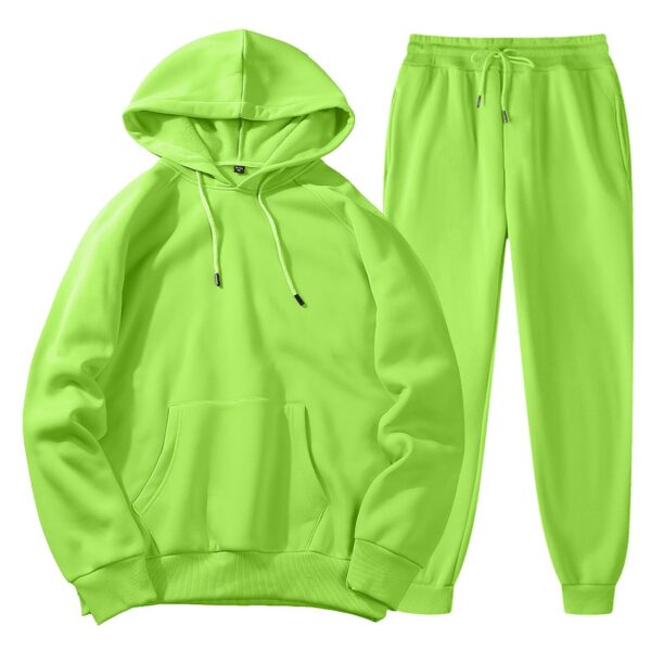 Men's Spring, Autumn And Winter Sports Casual Solid Color Coat Sweatshirt Trousers Suit - Image 6