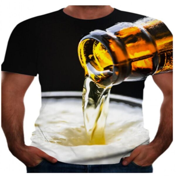 Cold Beer 3D Color Printing Men's Short-sleeved T-shirt - Image 2