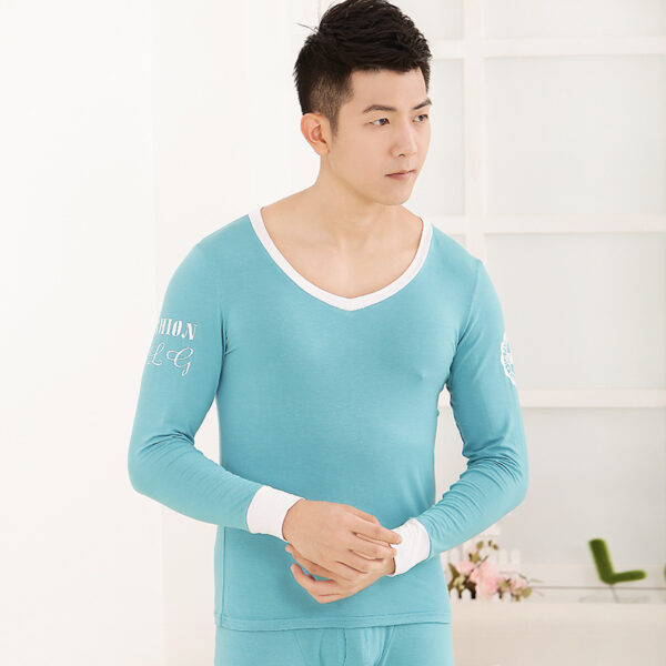 Men's tights Modal basic round neck thermal underwear set - Image 4