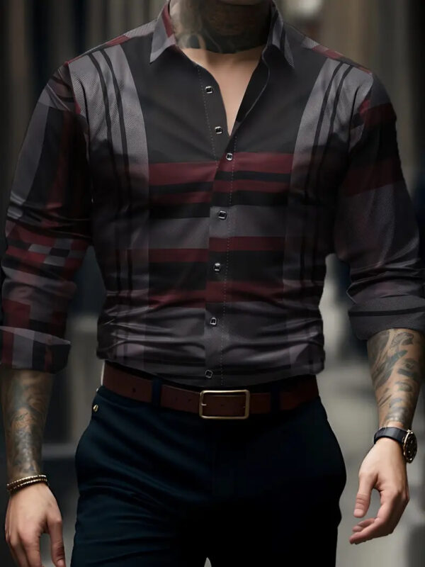 Breathable Volkswagen Casual Versatile Lattice Men's Long Sleeve Shirt - Image 8